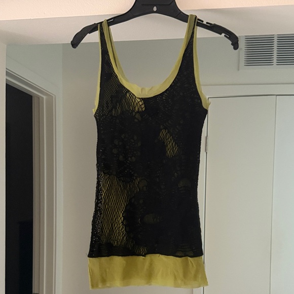 Jean Paul Gaultier Black and Green stretch mesh Tank Top S - Picture 3 of 9